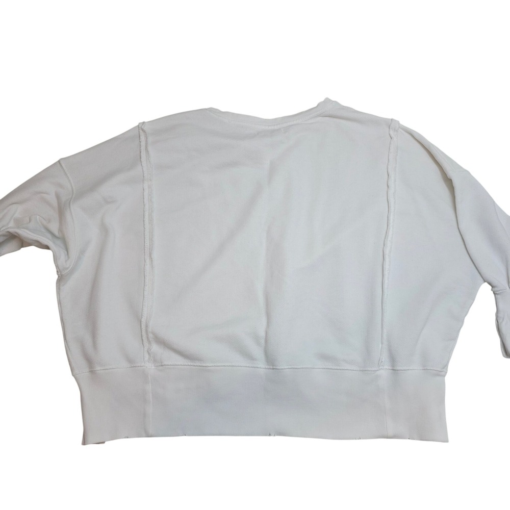 We The Free Free People White Oversized Batwing Sweatshirt Exposed Seams Small - Picture 2 of 10